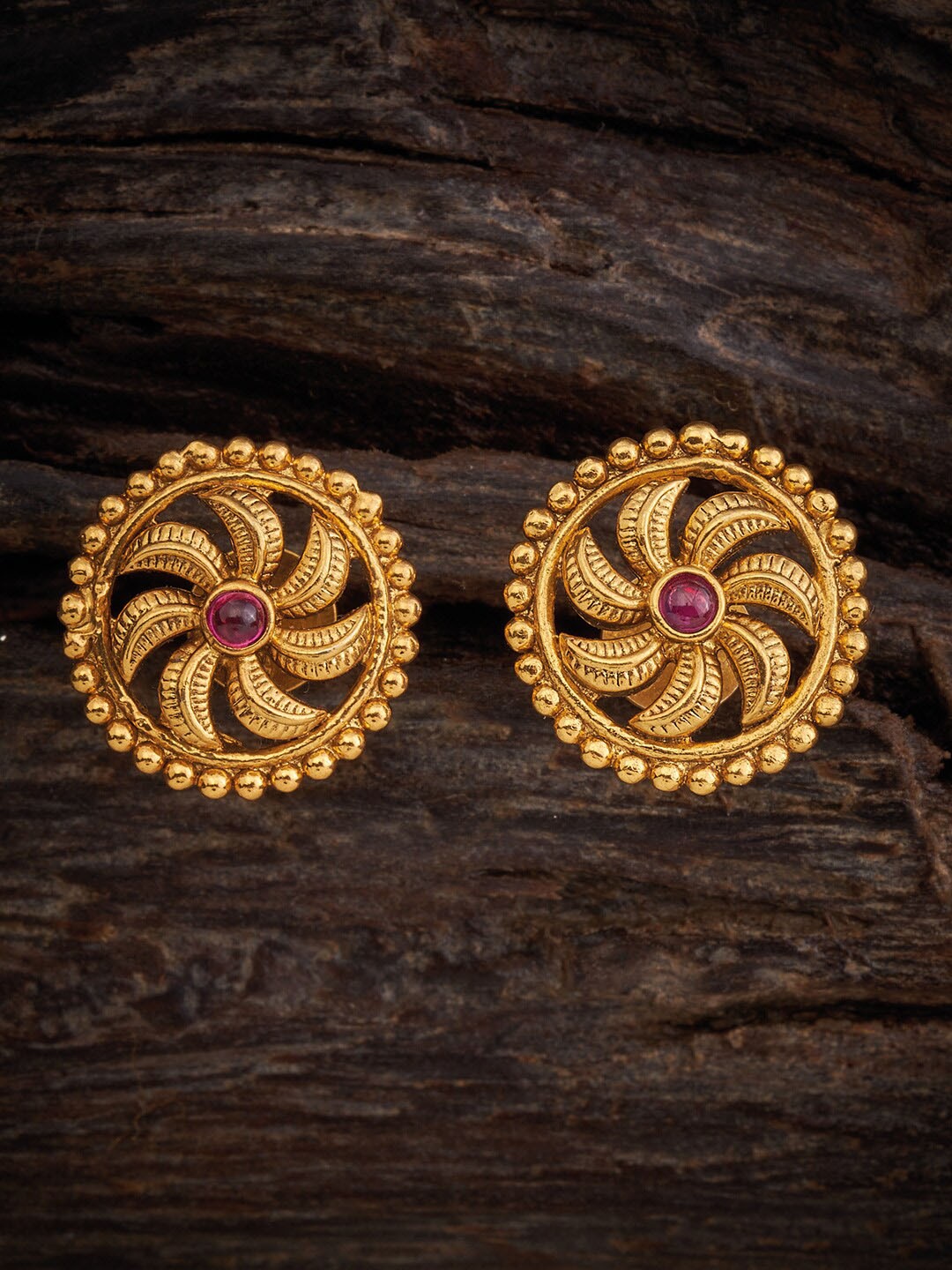 

Kushal's Fashion Jewellery 92.5 Pure Silver Circular Studs Earrings, Gold