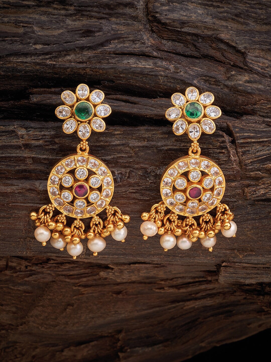 

Kushal's Fashion Jewellery Circular Jhumkas Earrings, Red