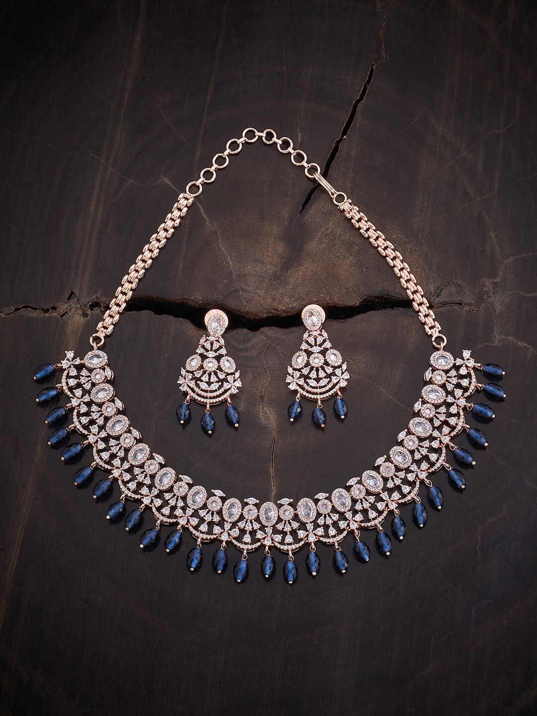 

Kushal's Fashion Jewellery Rose Gold-Plated CZ-Studded Jewellery Set