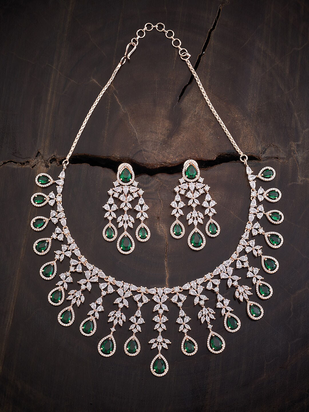 

Kushal's Fashion Jewellery Rose Gold-Plated Cubic Zirconia-Studded Jewellery Set