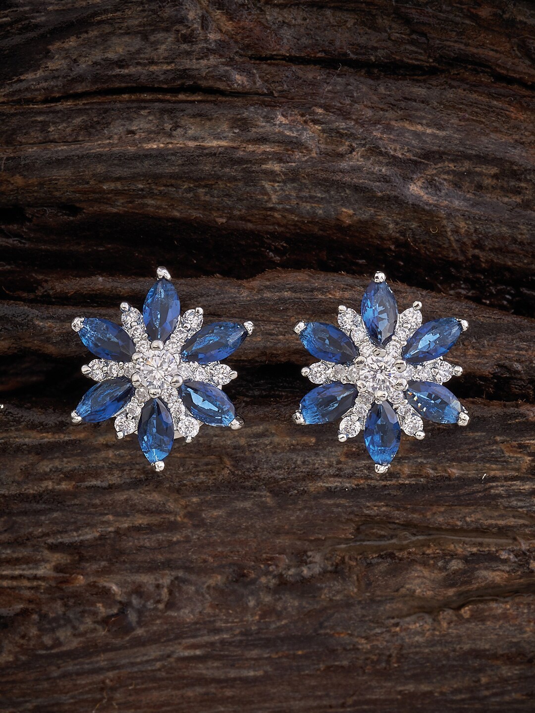 

Kushal's Fashion Jewellery Cubic Zirconia Studded Circular Studs, Silver