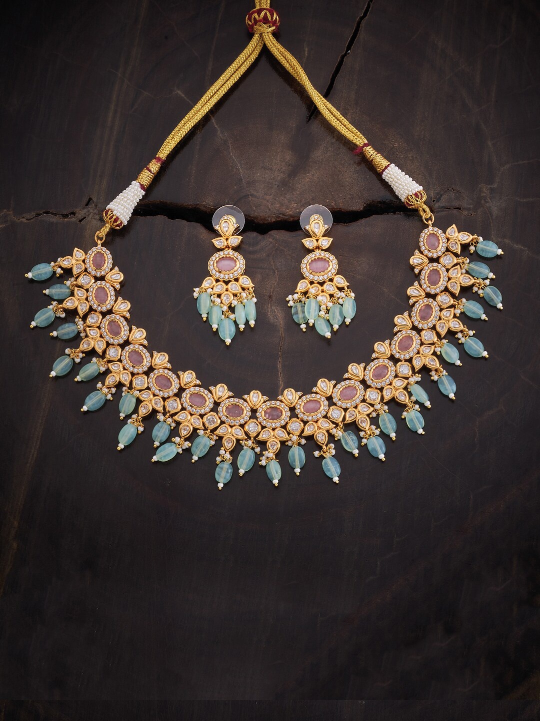 

Kushal's Fashion Jewellery Kundan-Studded & Beaded Jewellery Set, Pink