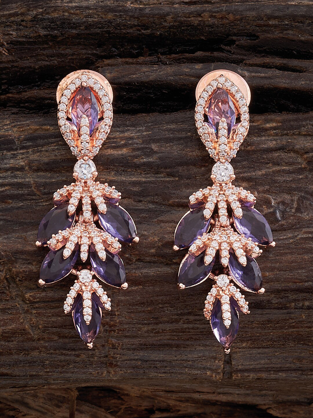 

Kushal's Fashion Jewellery Leaf Shaped Studs Earrings, Lavender