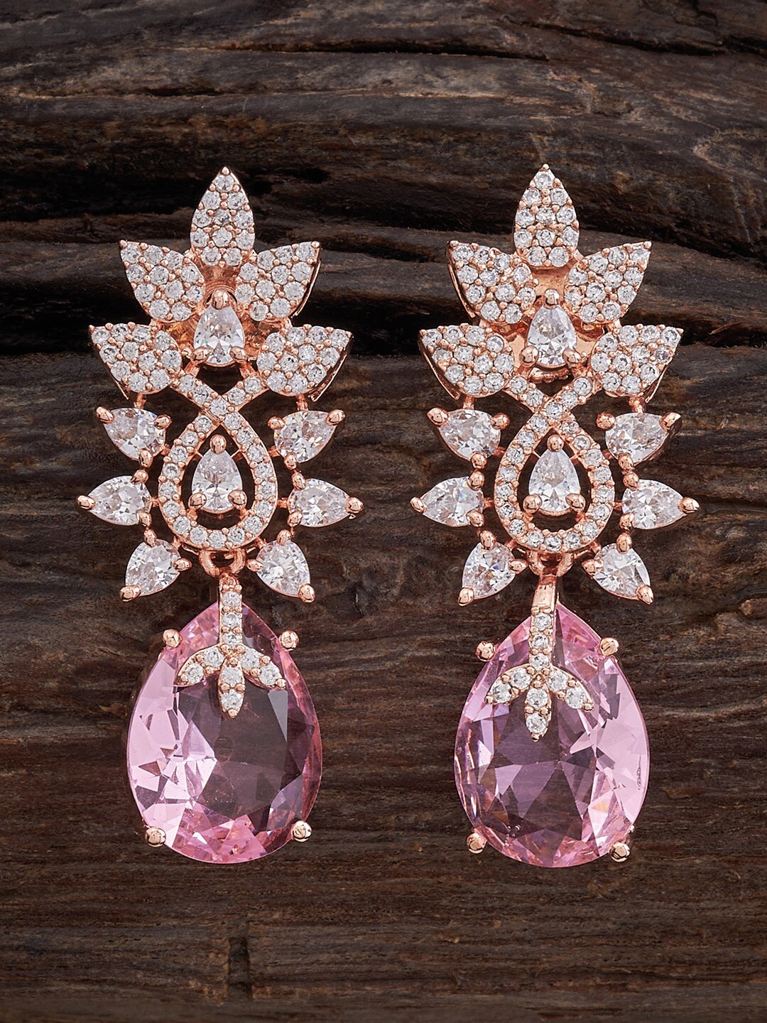 

Kushal's Fashion Jewellery Rose Gold-Plated Leaf Shaped Drop Earrings