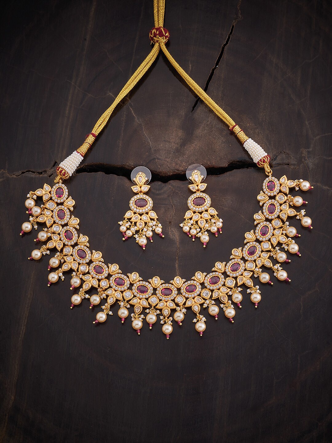 

Kushal's Fashion Jewellery Gold-Plated CZ-Studded Jewellery Set