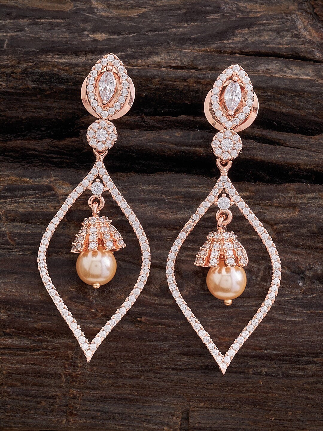 

Kushal's Fashion Jewellery White Leaf Shaped Drop Earrings