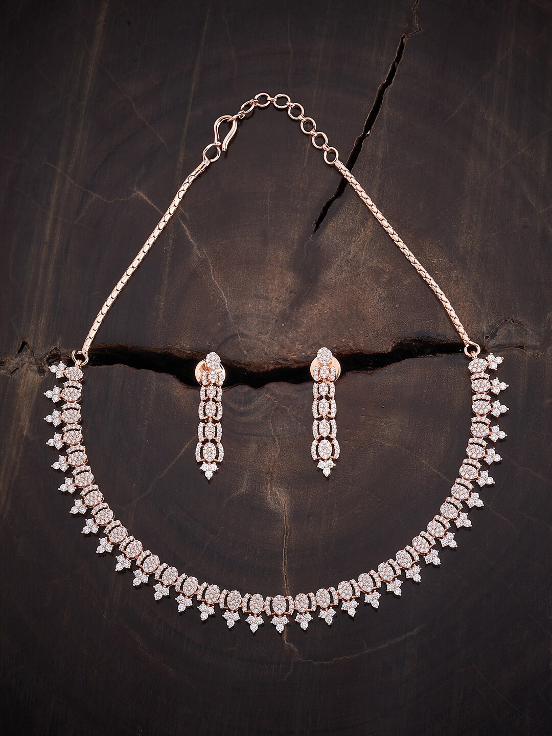 

Kushal's Fashion Jewellery Rose Gold-Plated CZ-Studded Jewellery Set