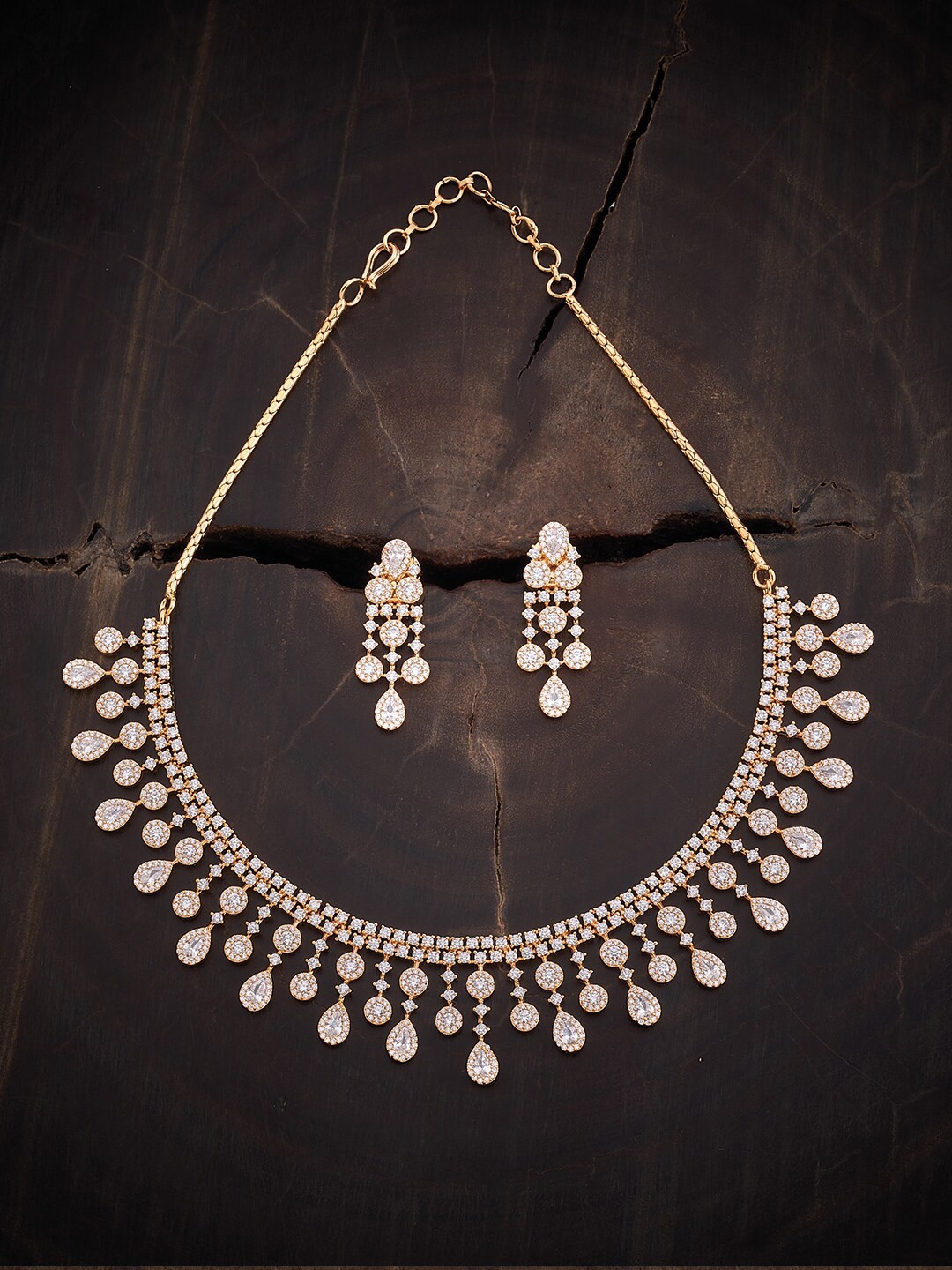 

Kushal's Fashion Jewellery Gold-Plated CZ-Studded Jewellery Set