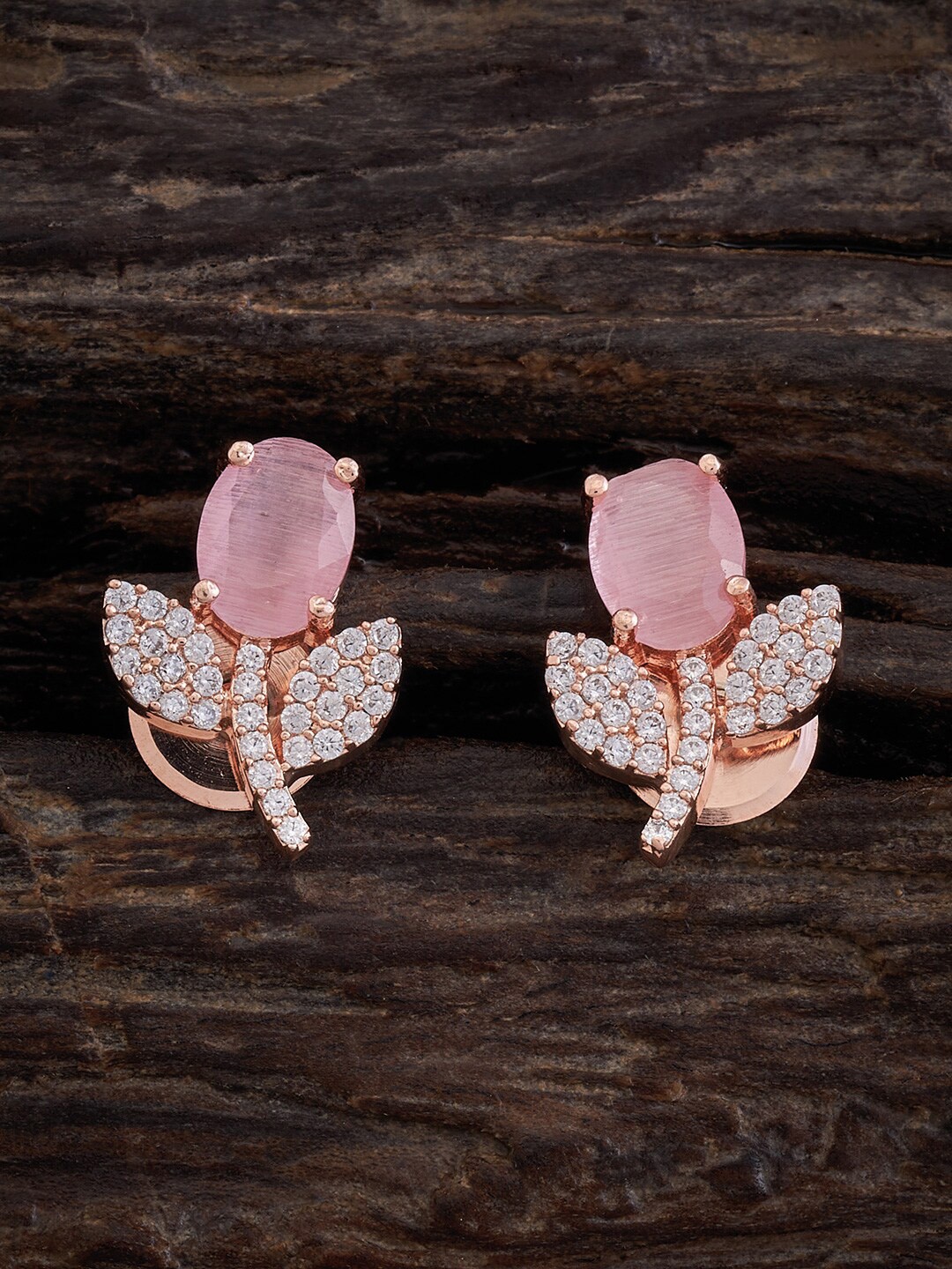 

Kushal's Fashion Jewellery Floral Zircon Studs Earrings, Pink