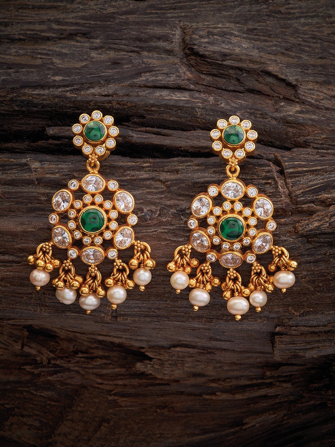 

Kushal's Fashion Jewellery 92.5 Pure Silver Gold Plated Circular Drop Earrings