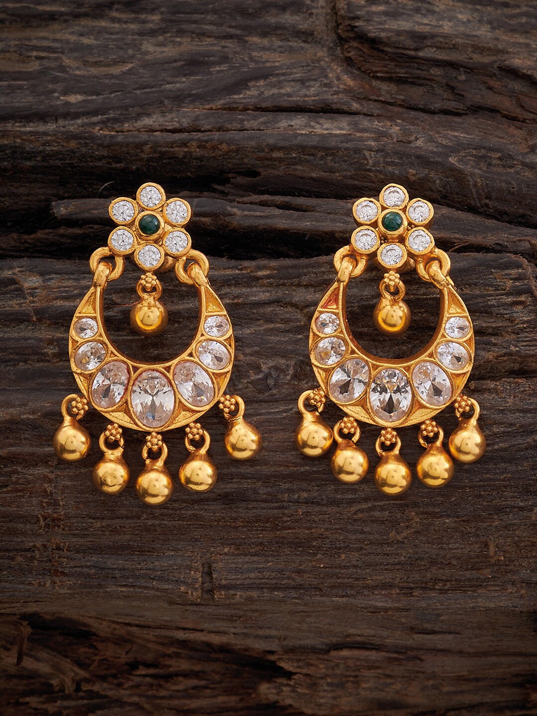 

Kushal's Fashion Jewellery Stone-Studded Classic Chandbalis Earrings, Gold