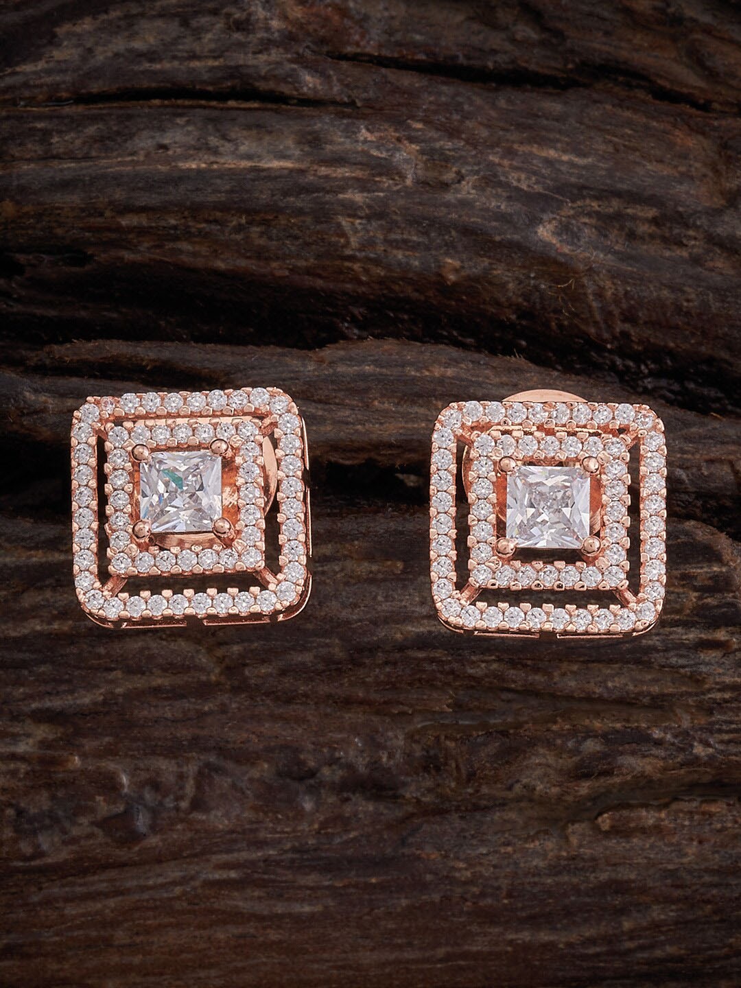 

Kushal's Fashion Jewellery Rose Gold-Plated Square Studs