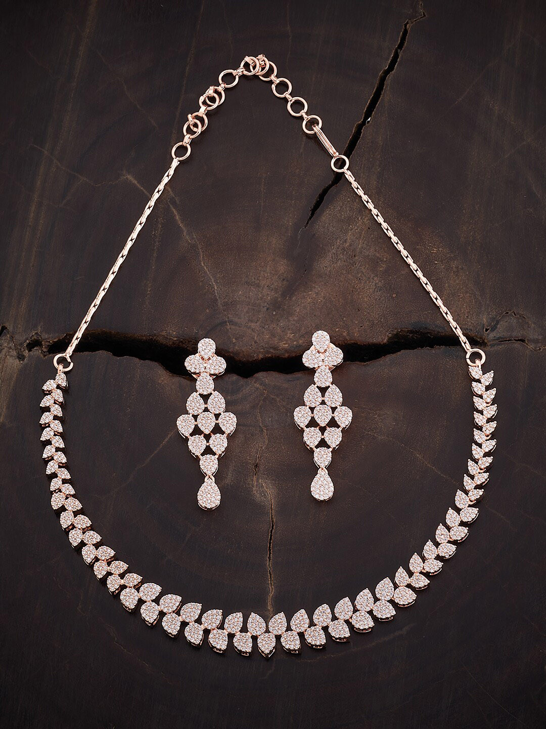 

Kushal's Fashion Jewellery Rose Gold-Plated Cubic Zirconia-Studded Jewellery Set