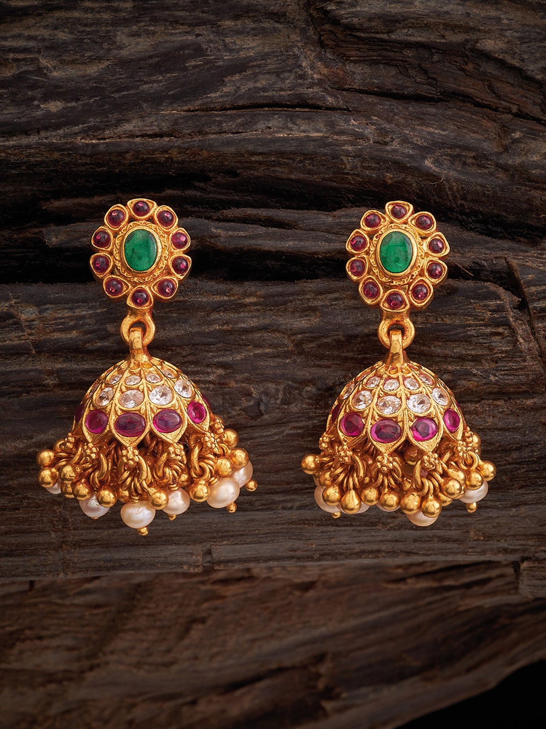 

Kushal's Fashion Jewellery Dome Shaped Jhumkas Earrings, Red