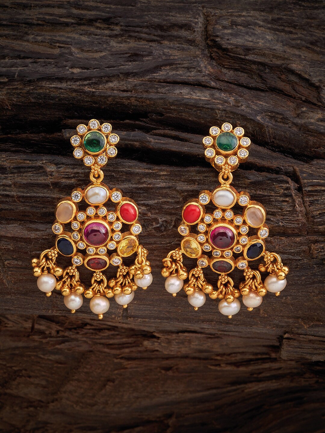 

Kushal's Fashion Jewellery Circular Drop Temple Earrings, Gold