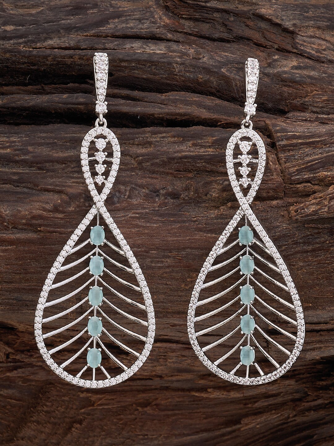 

Kushal's Fashion Jewellery Silver Plated Zircon Shaped Teardrop Shaped Drop Earrings