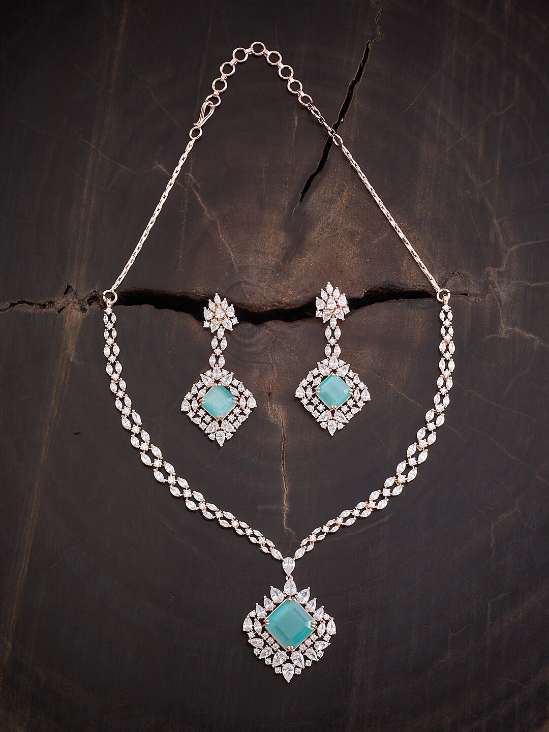 

Kushal's Fashion Jewellery Rose Gold-Plated CZ-Studded Jewellery Set