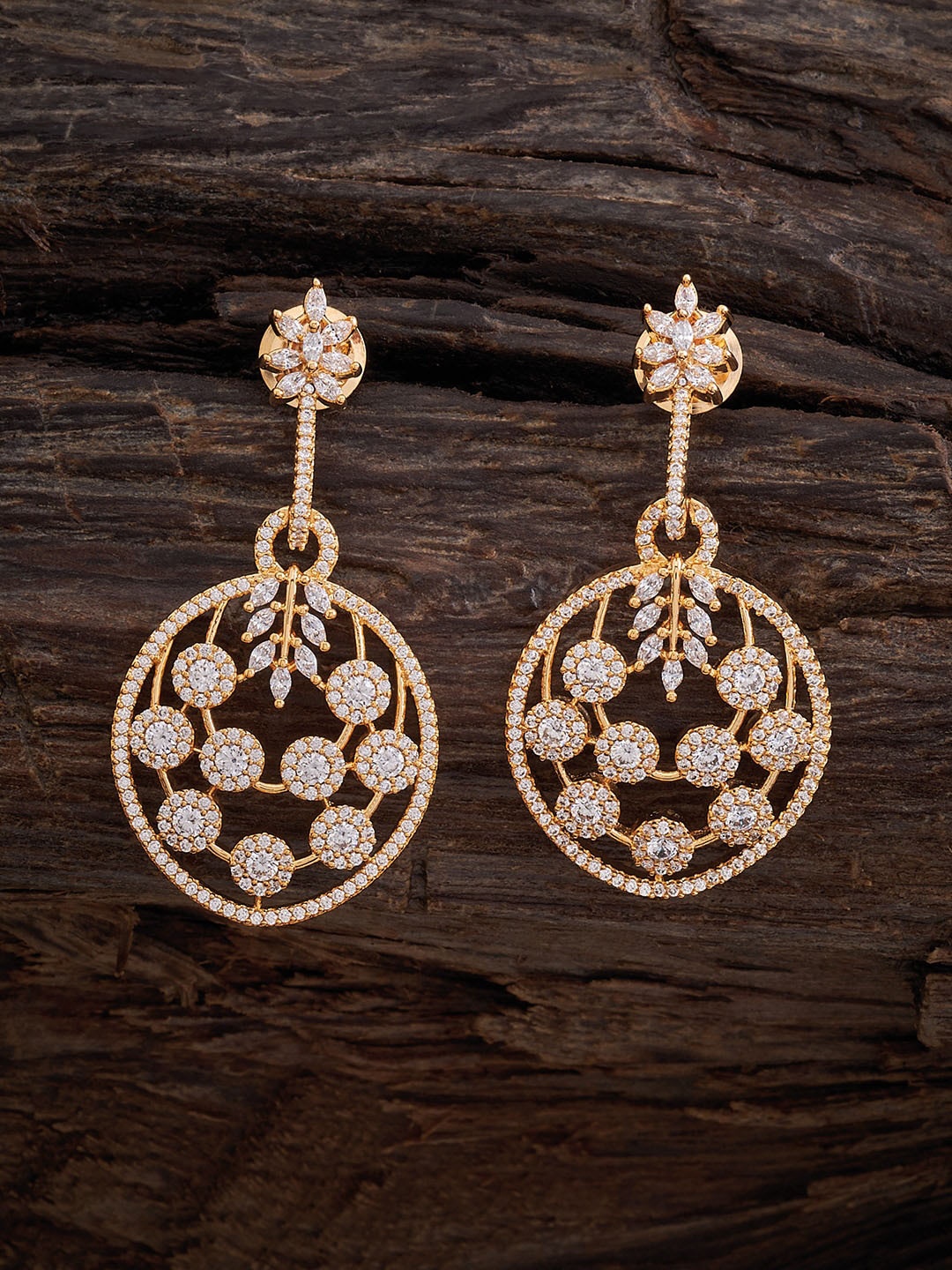 

Kushal's Fashion Jewellery Rose Gold-Plated Circular Drop Earrings