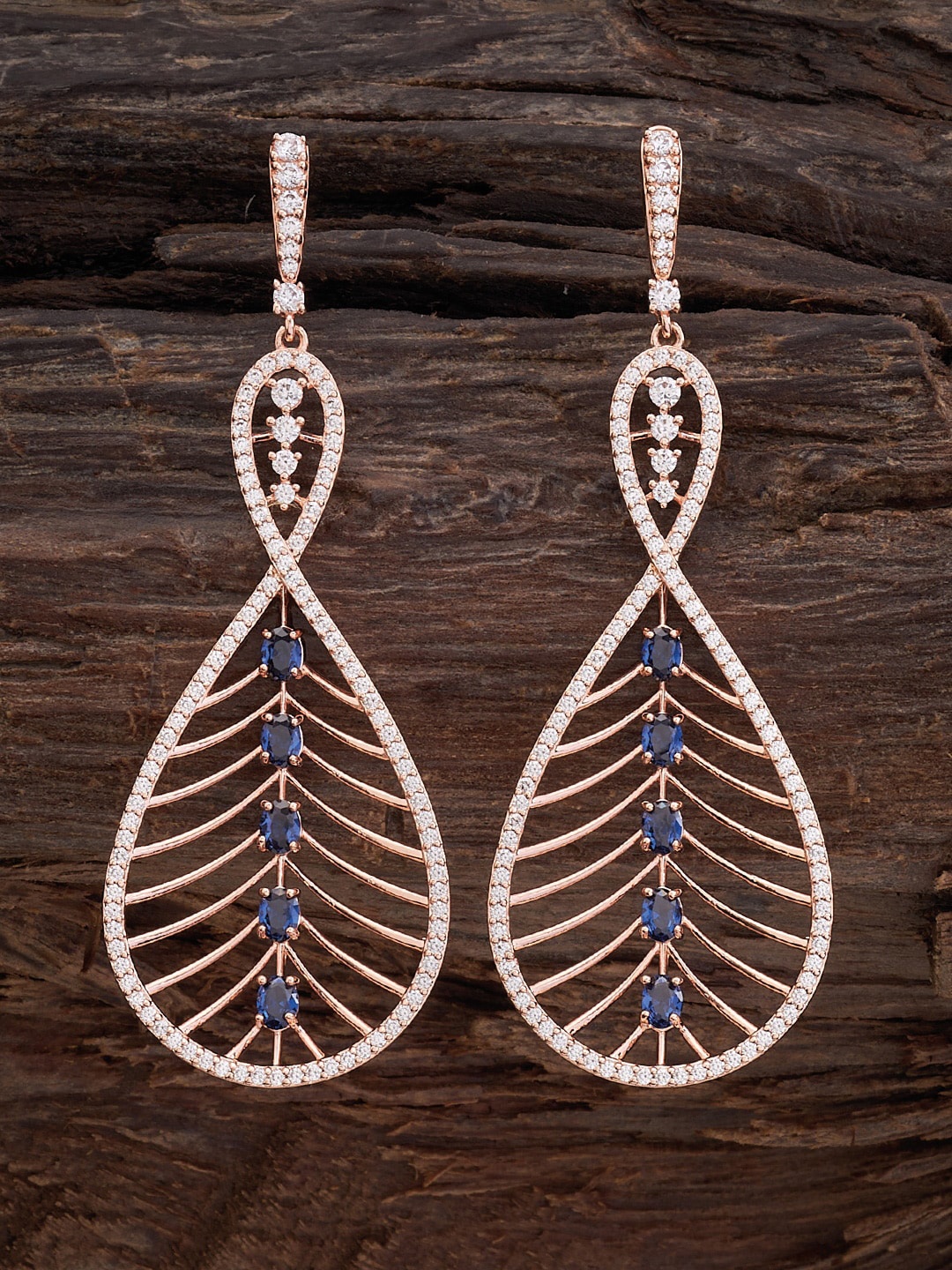 

Kushal's Fashion Jewellery Rose Gold-Plated Teardrop Shaped Drop Earrings