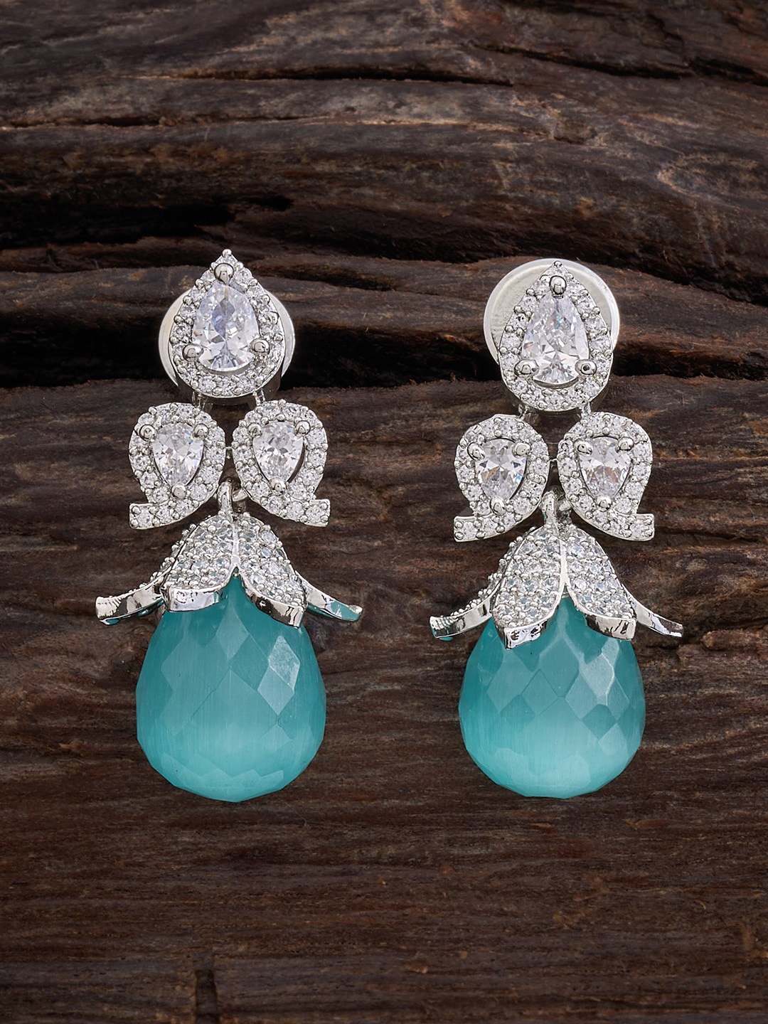 

Kushal's Fashion Jewellery Rose Gold-Plated Teardrop Shaped Drop Earrings, Silver