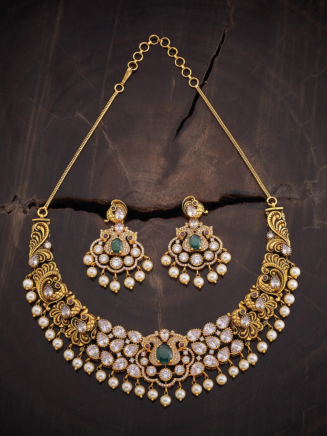 

Kushal's Fashion Jewellery Stone-Studded & Beaded Jewellery Set, Gold