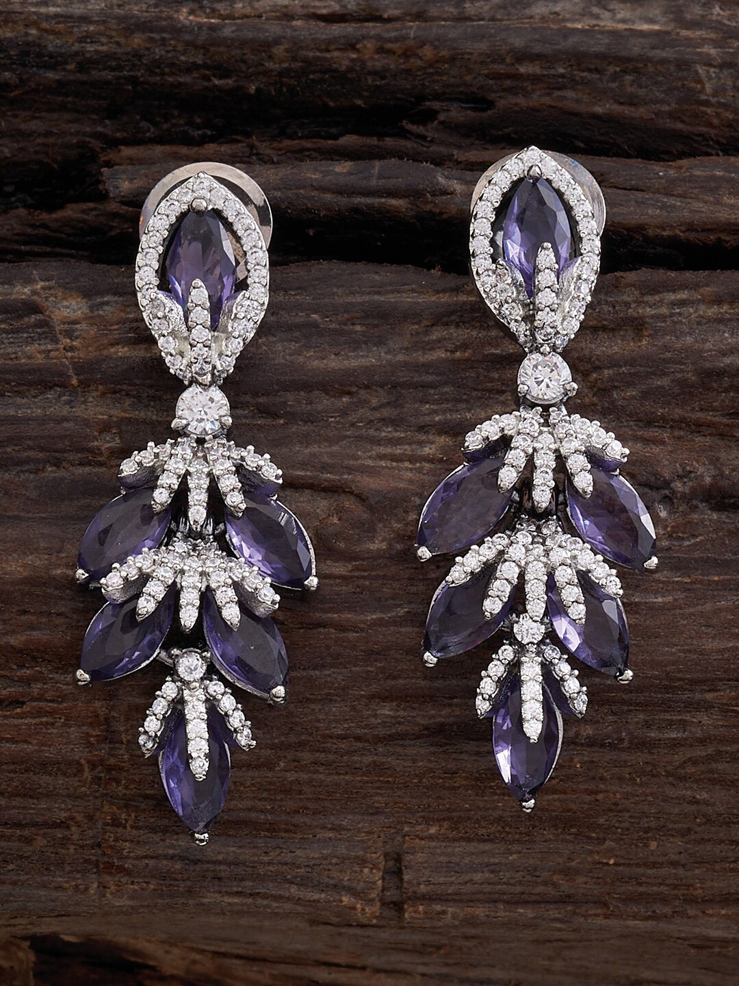 

Kushal's Fashion Jewellery Rose-Gold Plated Leaf Shaped Drop Earrings, Lavender
