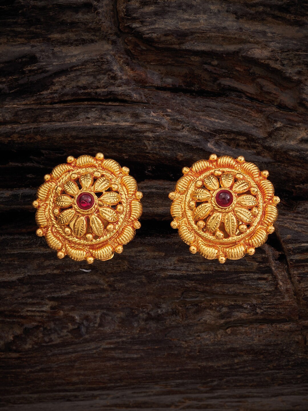 

Kushal's Fashion Jewellery 92.5 Pure Silver Circular Studs Earrings, Gold