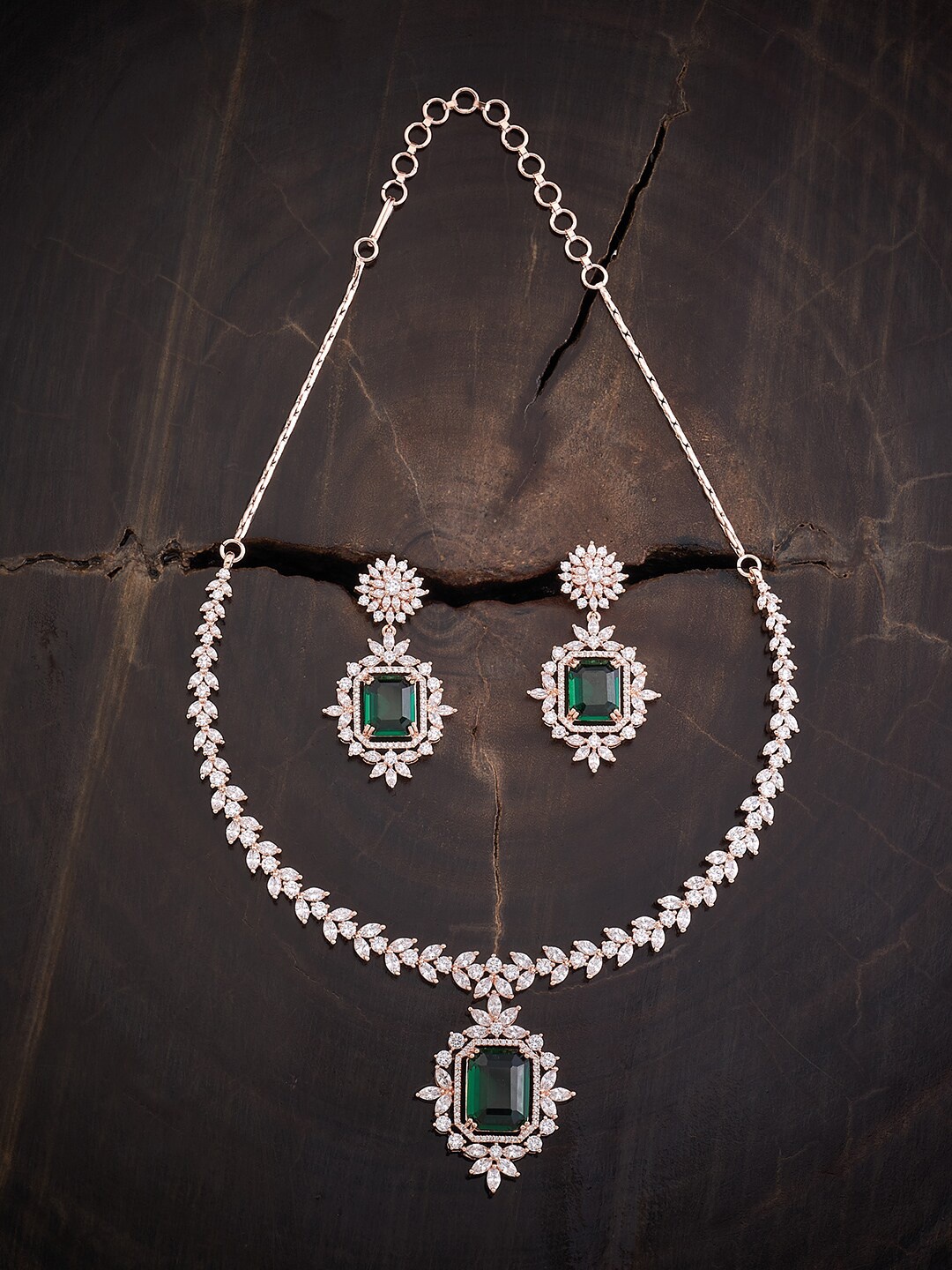 

Kushal's Fashion Jewellery Rose Gold-Plated CZ-Studded Jewellery Set