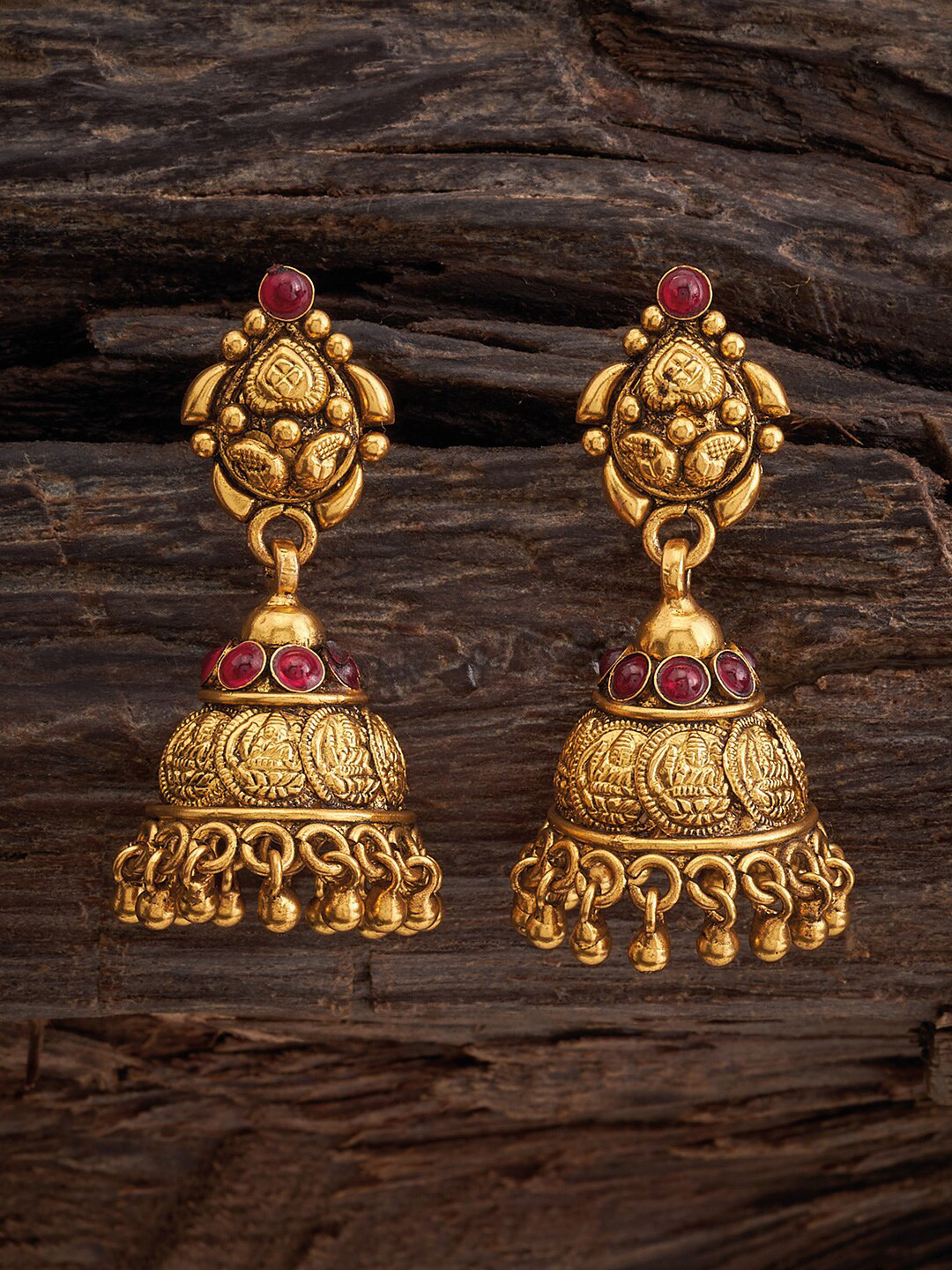 

Kushal's Fashion Jewellery Dome Shaped Studs Temple Earrings, Gold