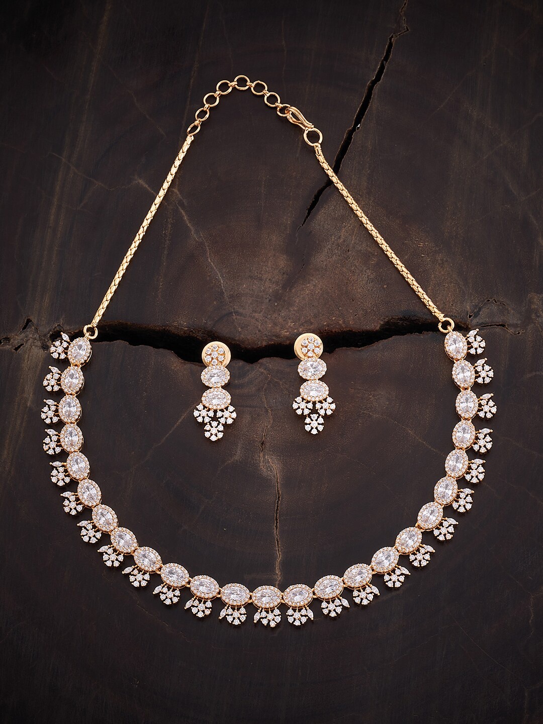 

Kushal's Fashion Jewellery Gold-Plated CZ Studded Jewellery Set