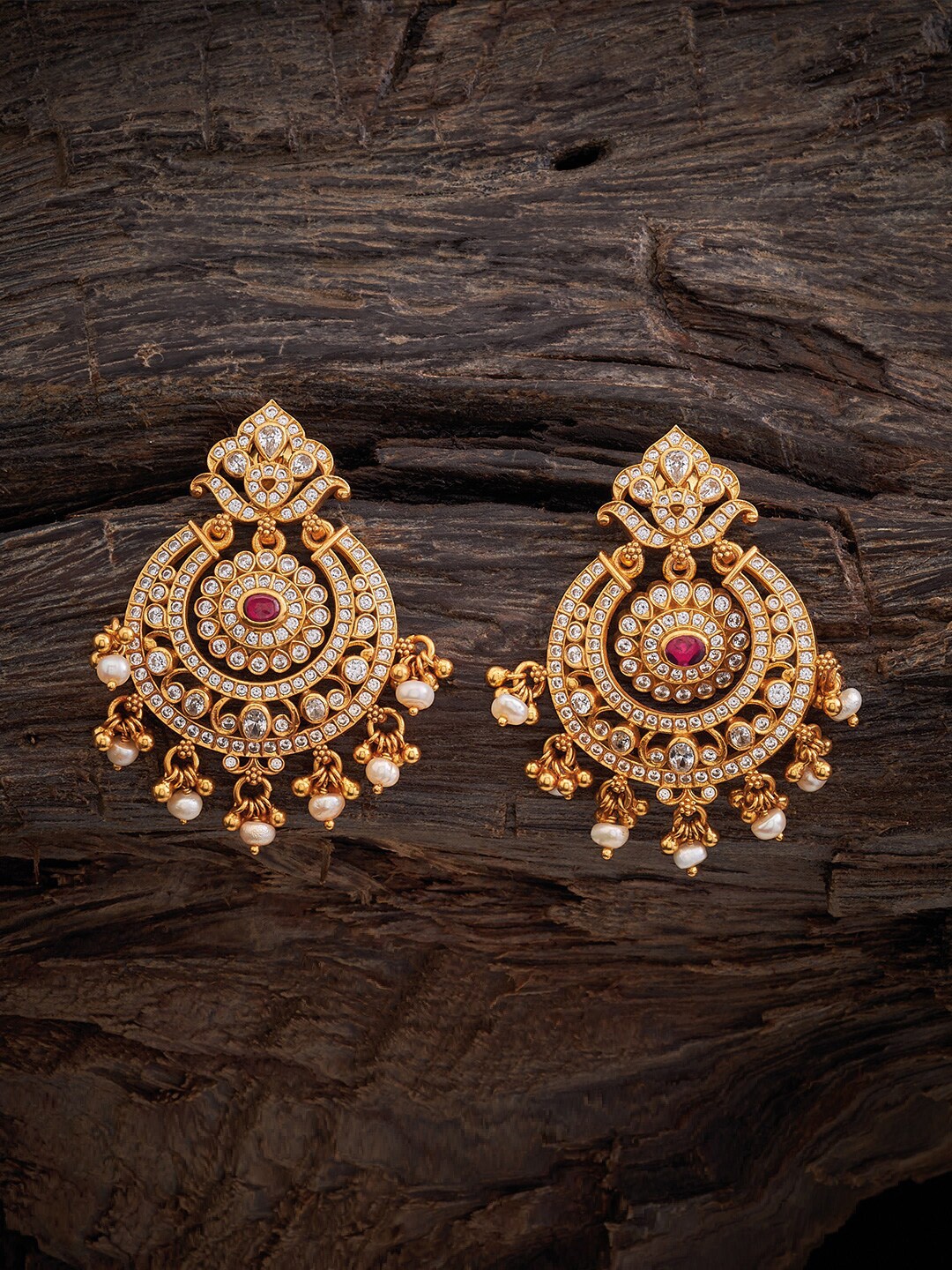 

Kushal's Fashion Jewellery Circular Chandbalis Earrings, Gold