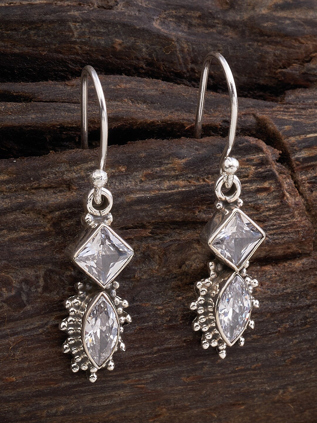 

Kushal's Fashion Jewellery 92.5 Pure Silver Contemporary Drop Earrings