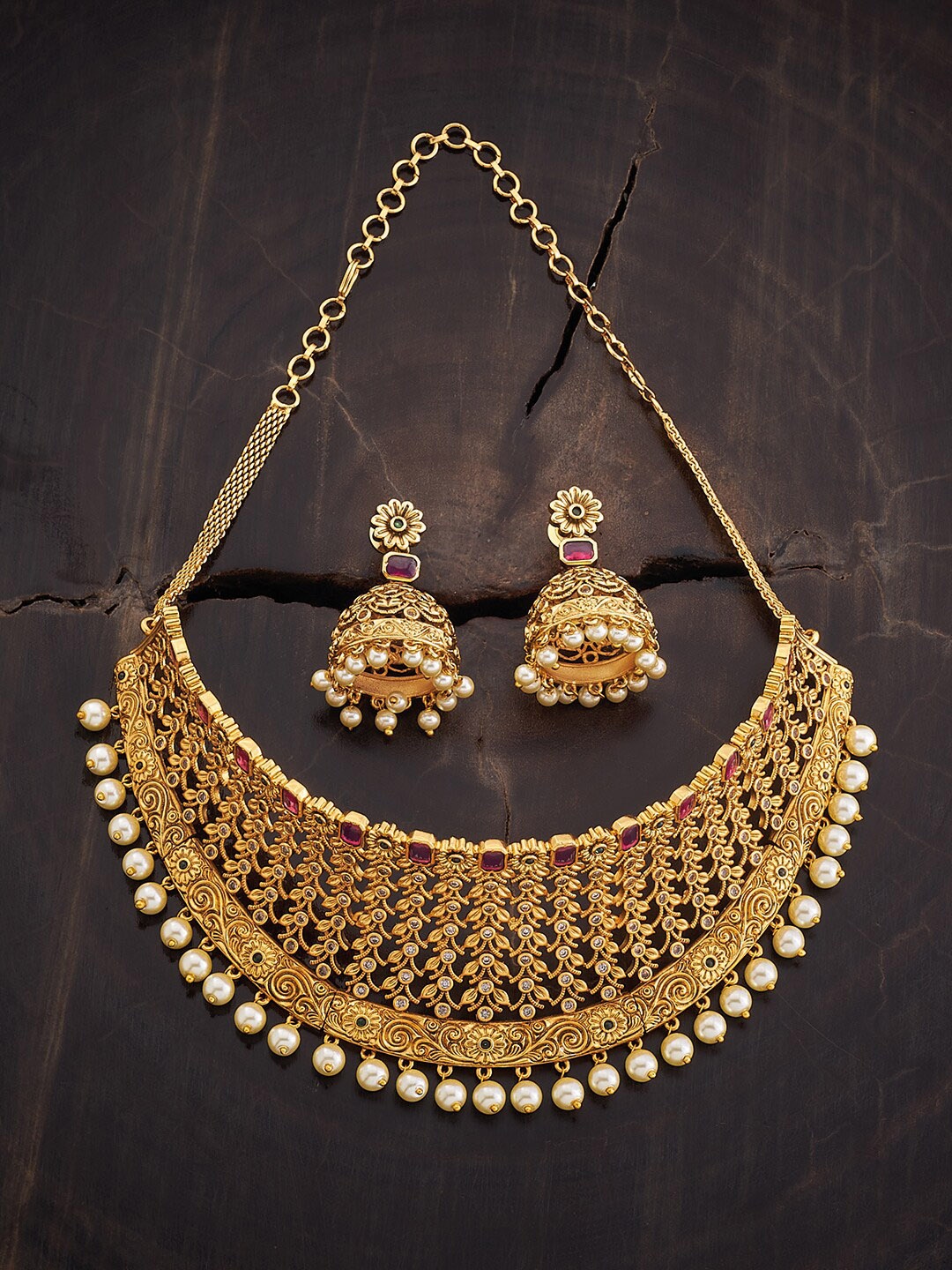 

Kushal's Fashion Jewellery Gold-Plated Stone-Studded & Beaded Jewellery Set