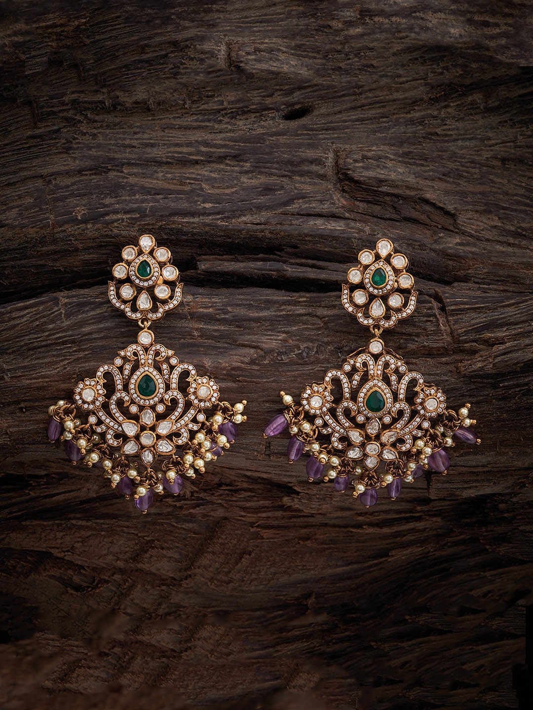 

Kushal's Fashion Jewellery Silver Gold Plated Zircon Studded Drop Earrings