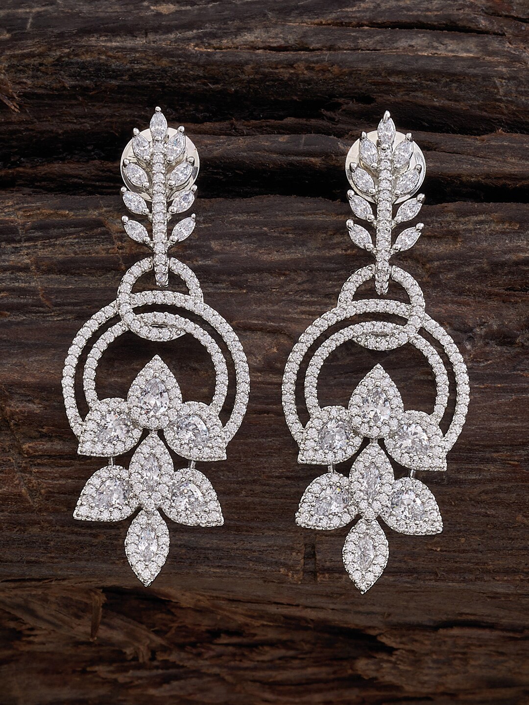 

Kushal's Fashion Jewellery Rose Gold-Plated Leaf Shaped Drop Earrings, White