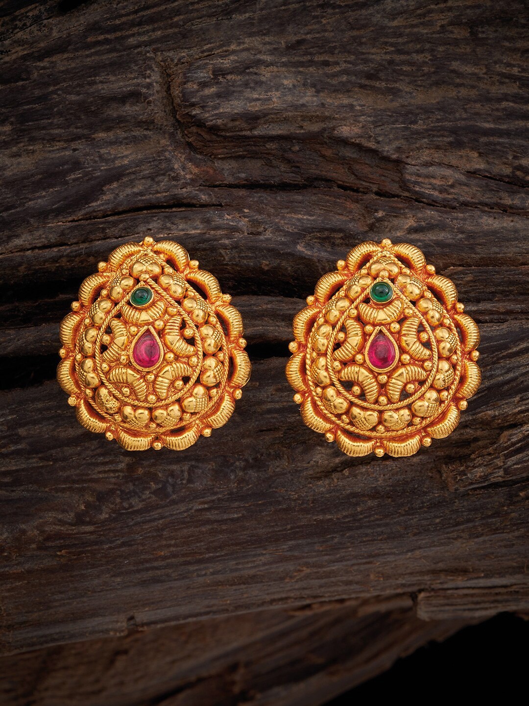 

Kushal's Fashion Jewellery Teardrop Shaped Studs Earrings, Gold