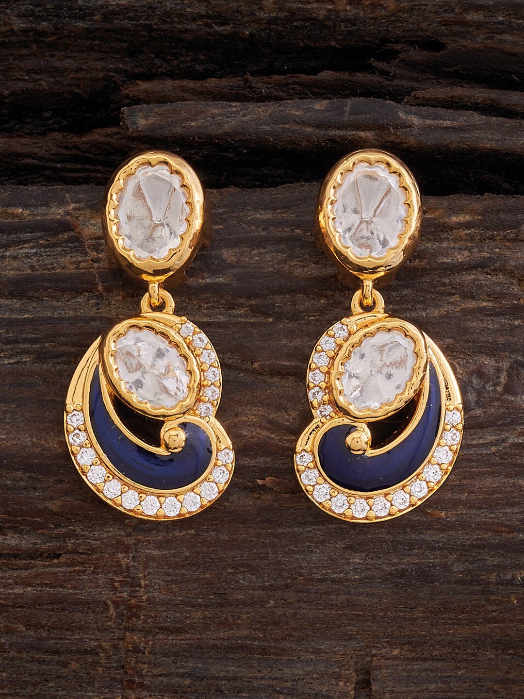 

Kushal's Fashion Jewellery Gold Plated Paisley Shaped Kundan Drop Earrings