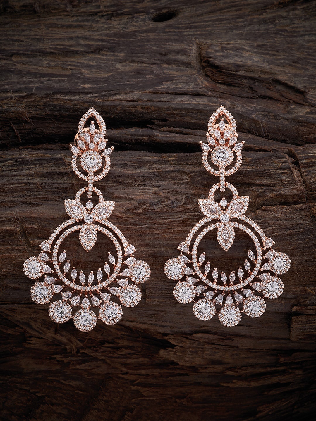 

Kushal's Fashion Jewellery Rose Gold-Plated Circular Drop Earrings, White