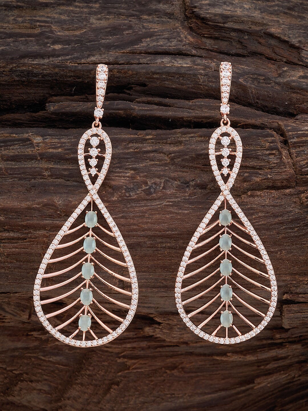 

Kushal's Fashion Jewellery Rose Gold-Plated Teardrop Shaped Drop Earrings