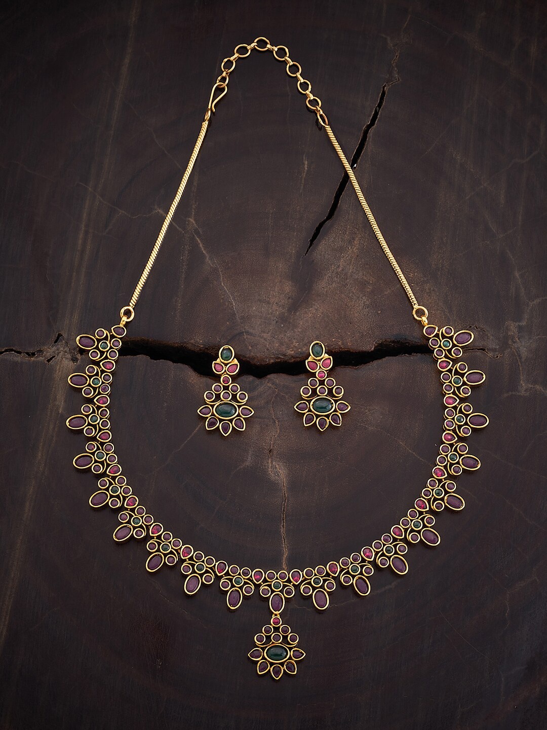 

Kushal's Fashion Jewellery Gold-Plated Stone-Studded Jewellery Set