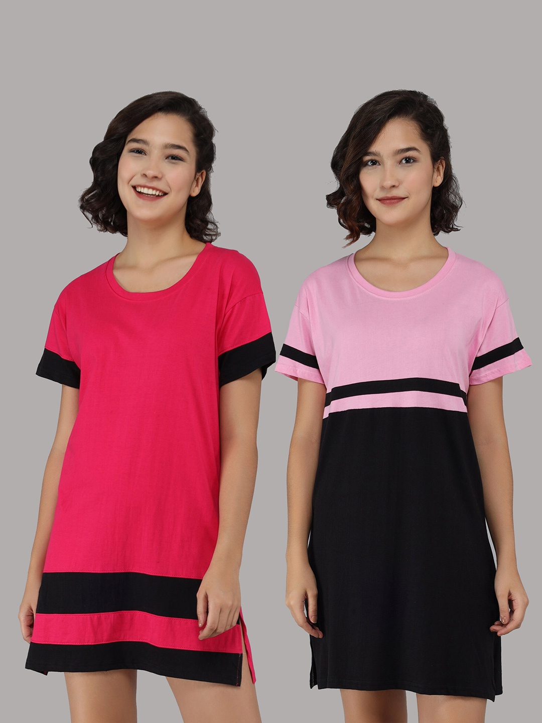 

Christy World Pack Of 2 Above-Knee Night Dress, Pink