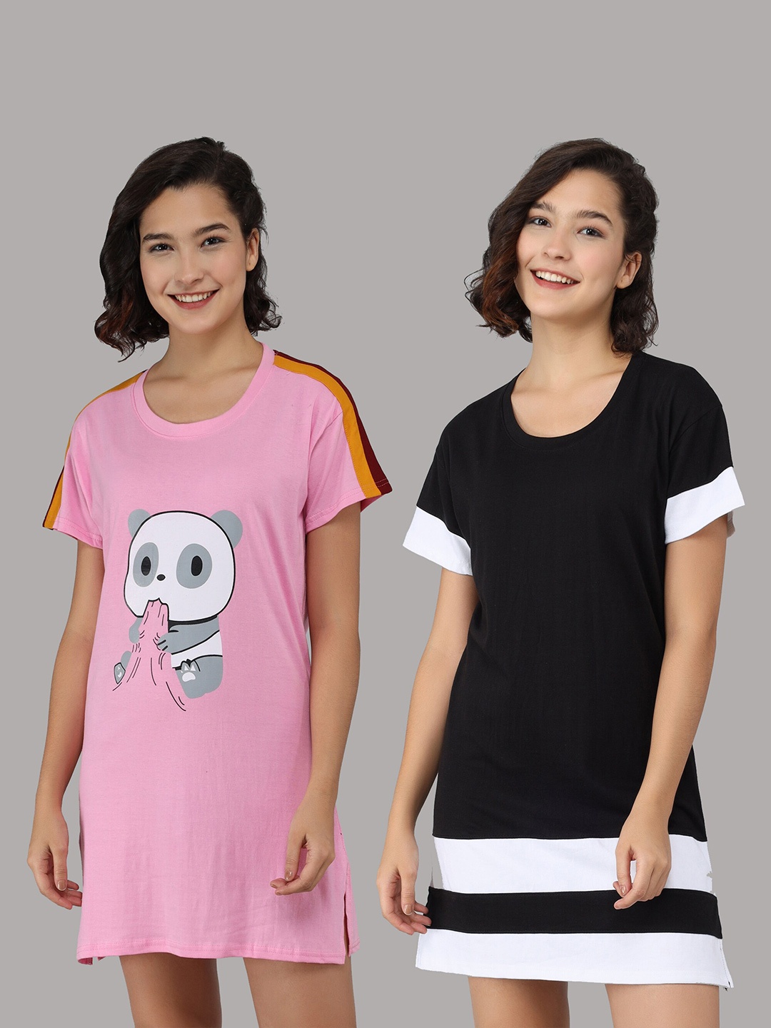 

Christy World Pack Of 2 Above-Knee Night Dress, Pink