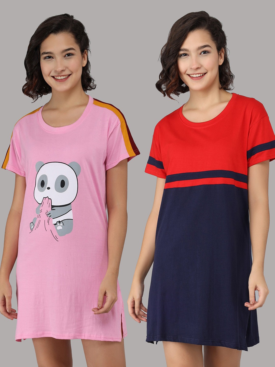 

Christy World Pack Of 2 Above-Knee Night Dress, Pink