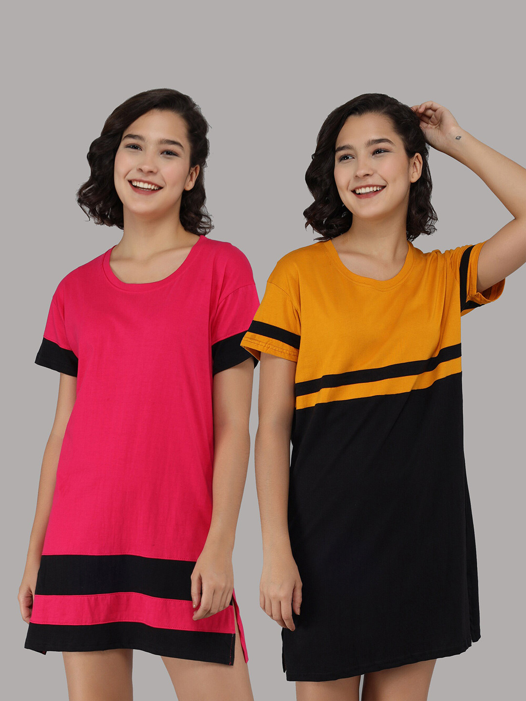 

Christy World Pack of 2 Cotton T-shirt Nightdress, Pink