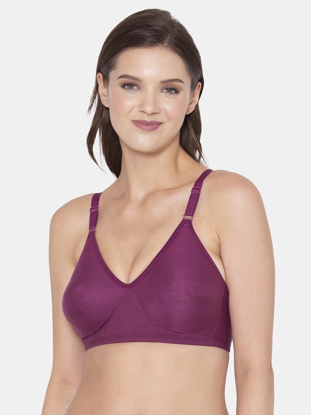 

Souminie Full Coverage Seamless All Day Comfort Non-Wired Non-Padded Everyday Bra, Purple