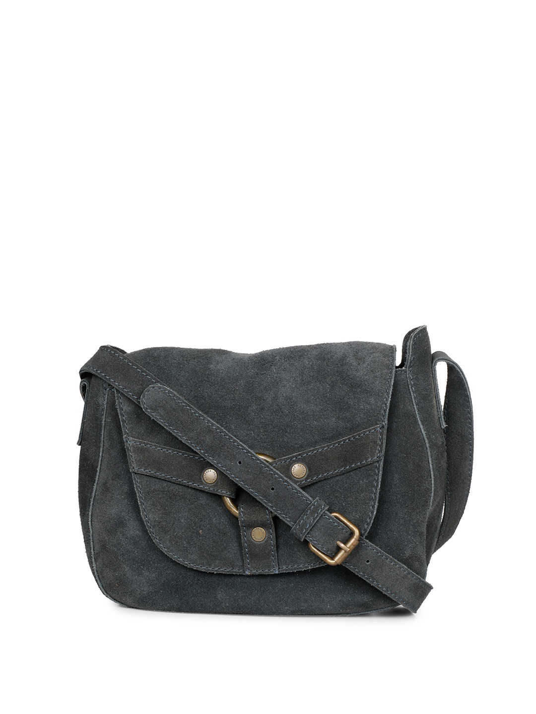 

Favore Leather Structured Sling Bag, Navy blue