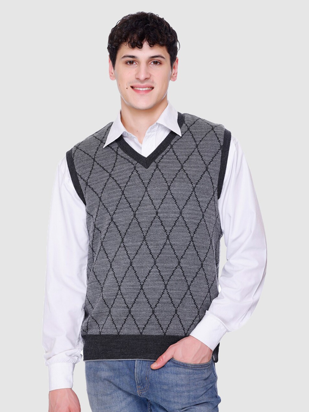 

aarbee Argyle Checked Pullover, Grey