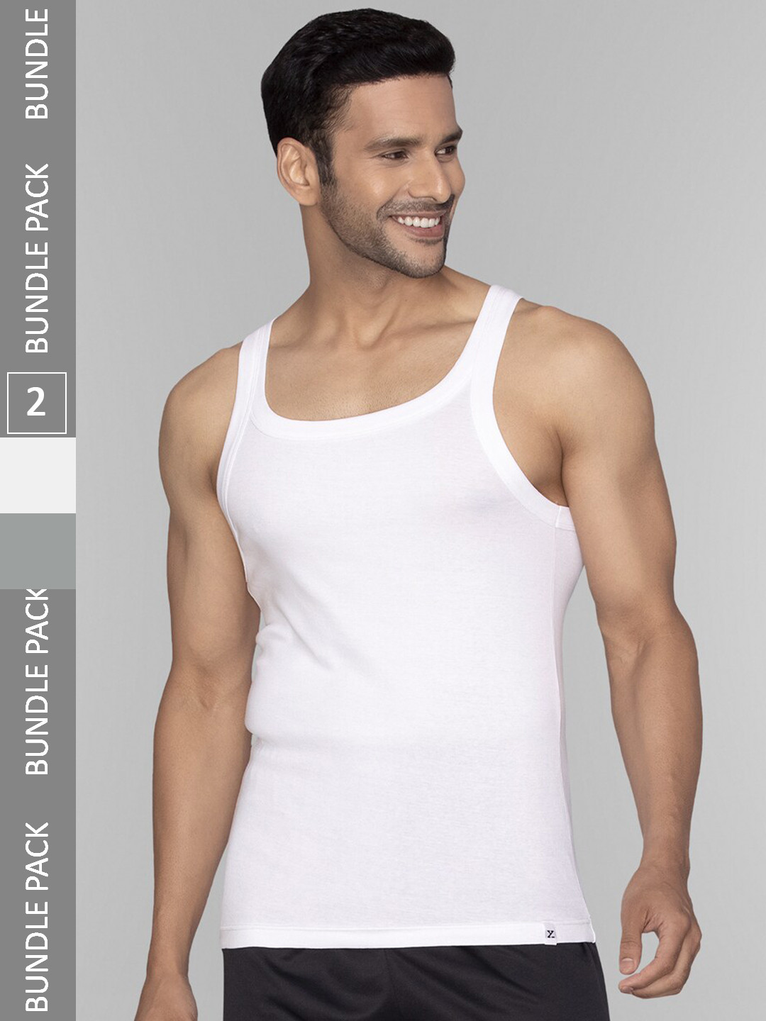 

XYXX Men Pack of 2 Solid Pace Super Combed Cotton Square Neck Gym Vest, White