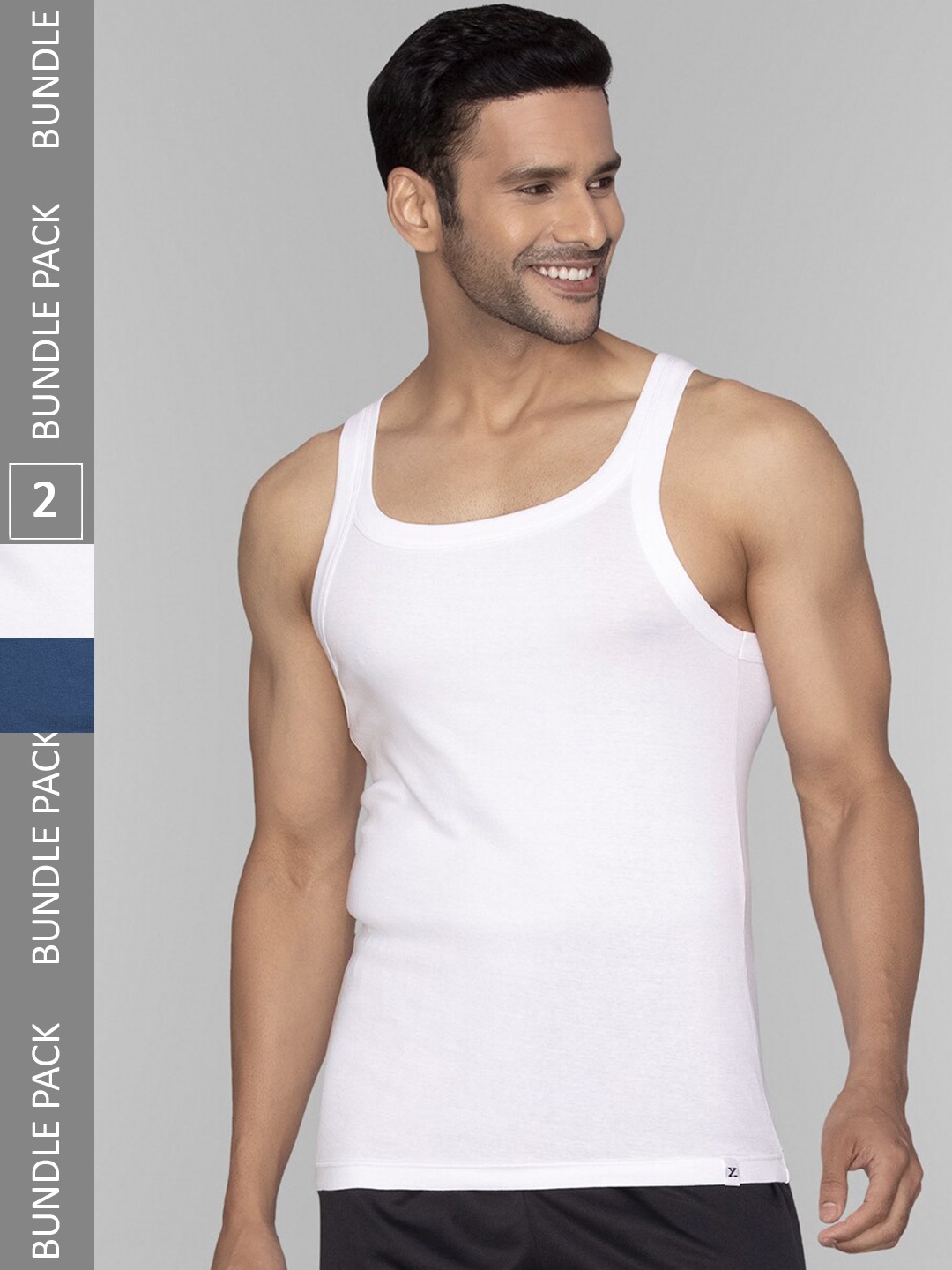 

XYXX Men Pack of 2 Solid Pace Super Combed Cotton Square Neck Gym Vest, Blue