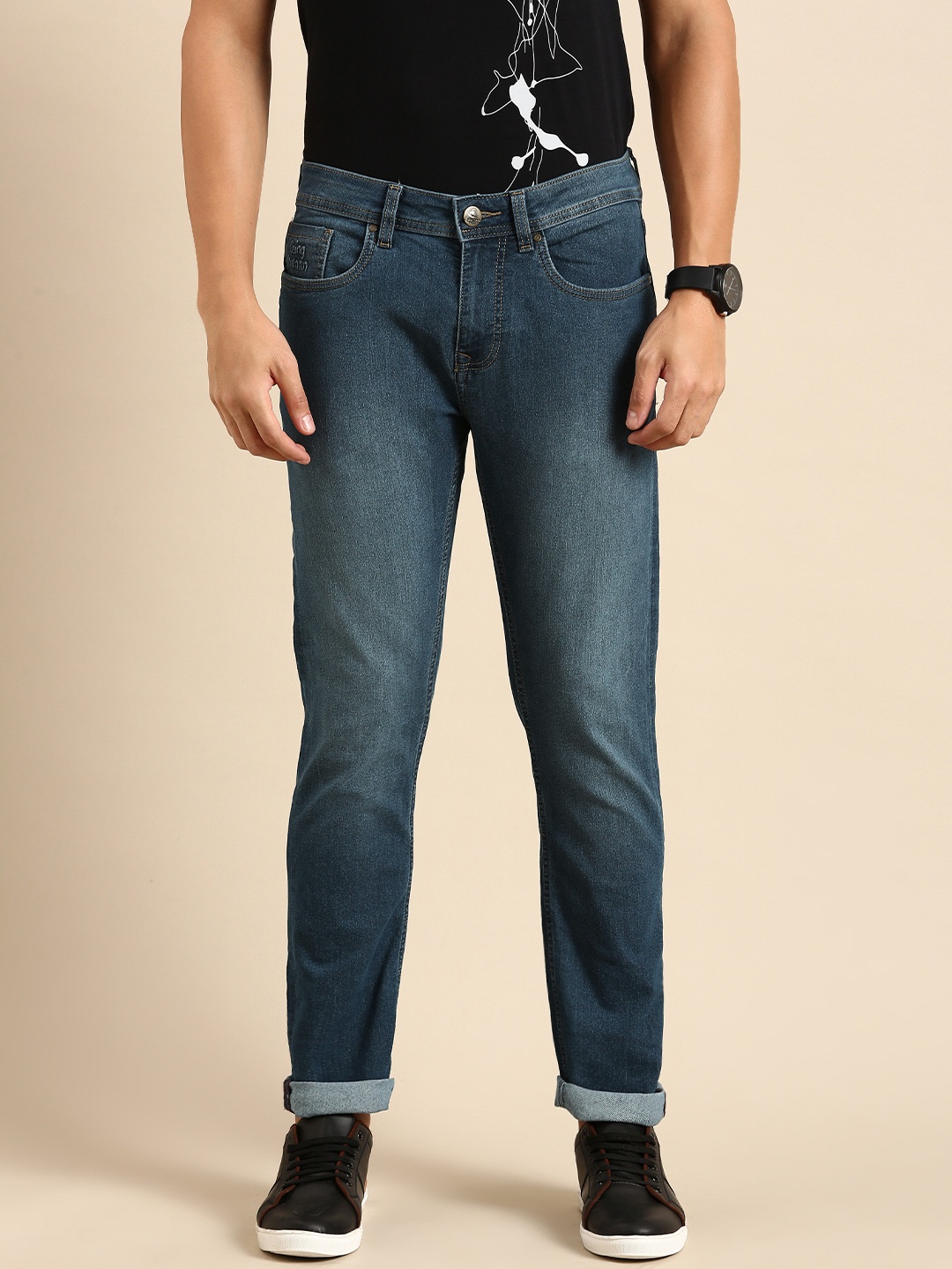 

Being Human Men Straight Fit Light Fade Mid-Rise Stretchable Jeans, Blue